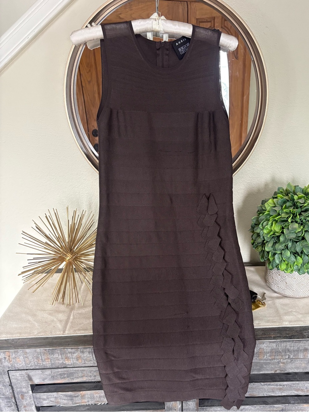 Akris Bergorf Goodman Dark Brown Dress Sz 4US/34EU